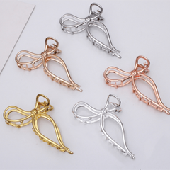5pcs Metallic Bow Shaped Hair Claw Clip Non-slip Hair Claw for Thick Thin Hair