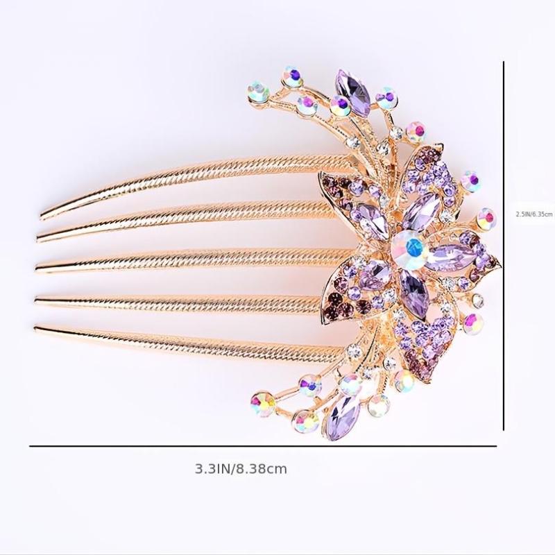 Rhinestone Flower Hair Combs for Mother's Birthday