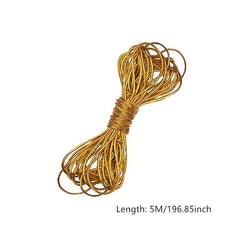 5M 196' Braids Hair Elastic Rope Dreadlock Braiding Rope Metallic Tinsel