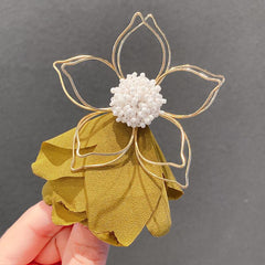 Flowers Hair Claw Clips Fabric Hair Barrettes For Women And Girls