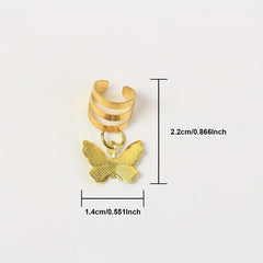 15pcs Golden Dreadlock Hair Ring With Butterfly Tassel Alloy Braids Hair