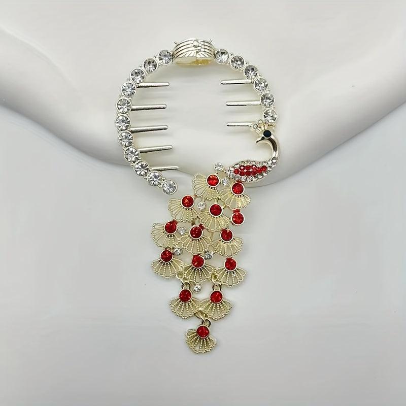 Peacock Rhinestone Hair Clip Ponytail Buckle Head Hair Claw