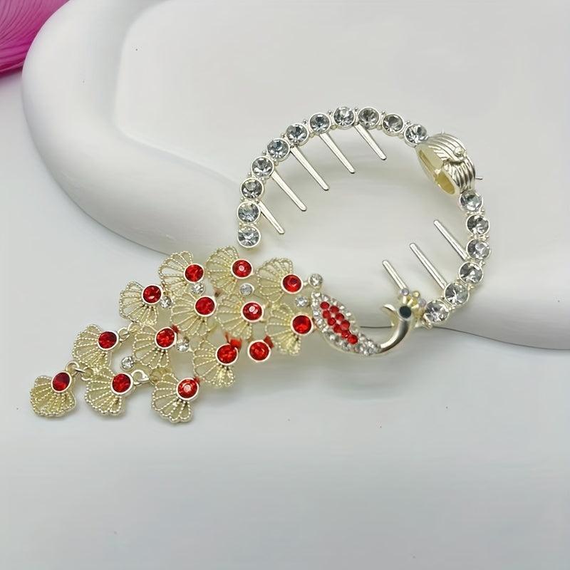 Peacock Rhinestone Hair Clip Ponytail Buckle Head Hair Claw