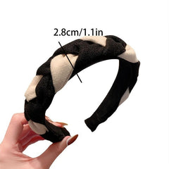 Vintage Block Headband Braided Twist Hair Band Women's Headdress