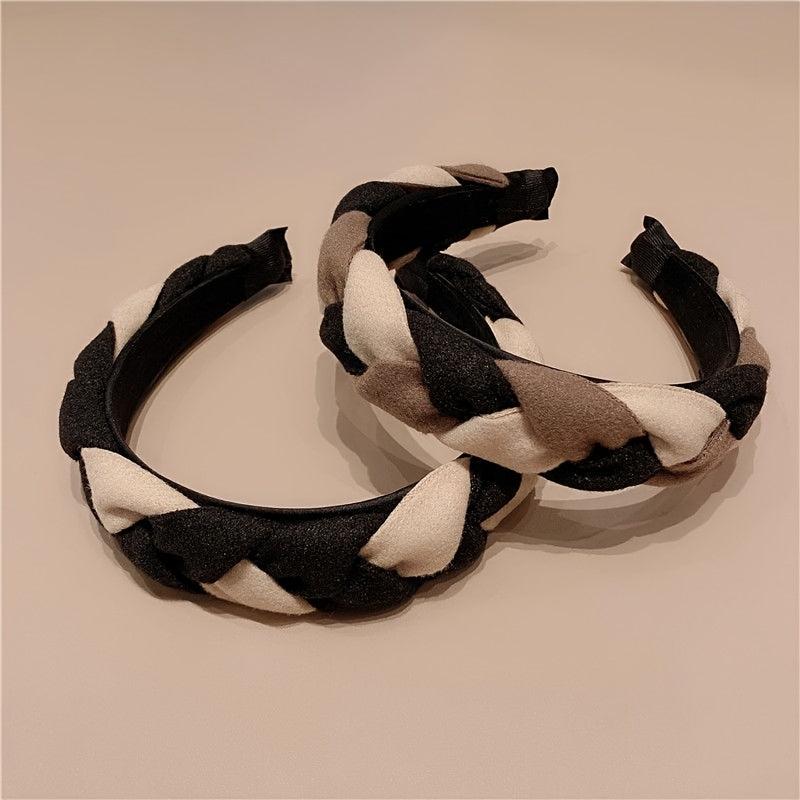 Vintage Block Headband Braided Twist Hair Band Women's Headdress
