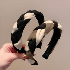 Vintage Block Headband Braided Twist Hair Band Women's Headdress