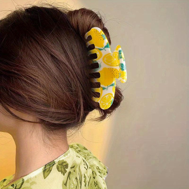 Rose Flower Pattern Hair Claw Ponytail Holder Hair Accessory