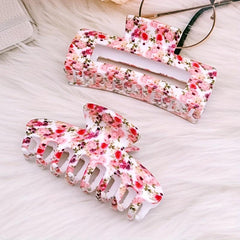 Rose Flower Pattern Hair Claw Ponytail Holder Hair Accessory