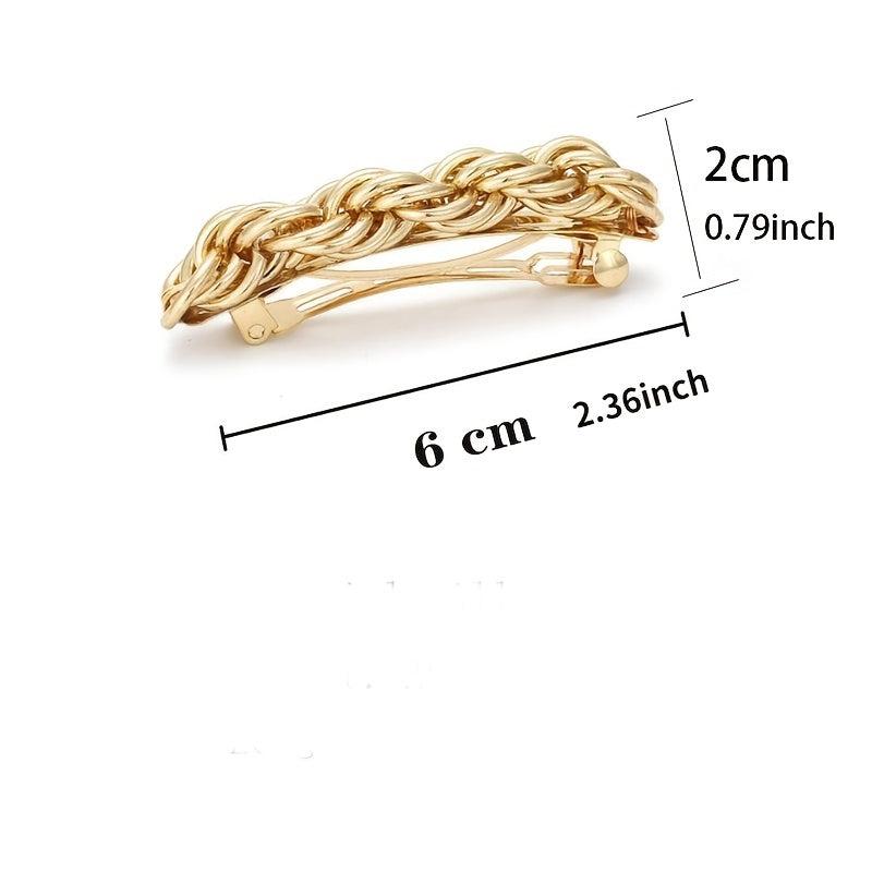 Twisted Punk Hair Clip Golden Silver Geometric Hairpin Chain Barrette