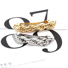 Twisted Punk Hair Clip Golden Silver Geometric Hairpin Chain Barrette