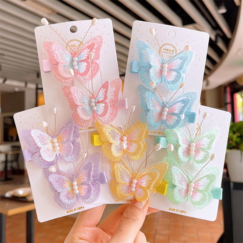 2pcs Butterfly Style Hair Clip Vintage Sweet Barrette Hair Accessories