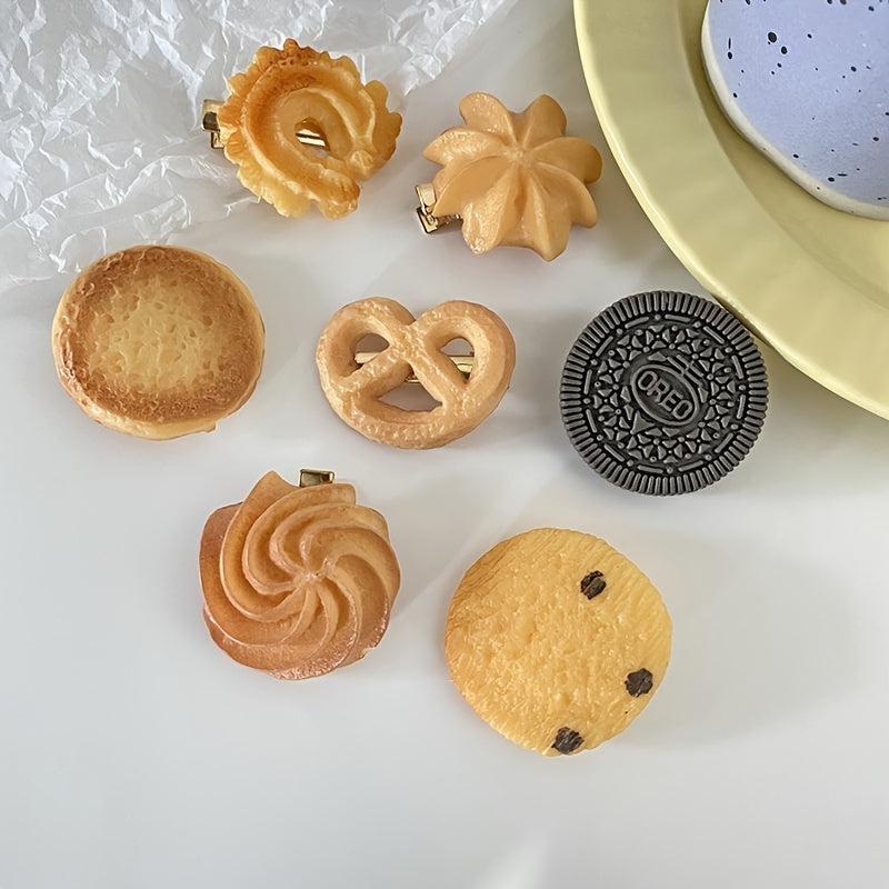 7pcs Funny Cookies Hair Clips Dessert Pattern Hair Accessories