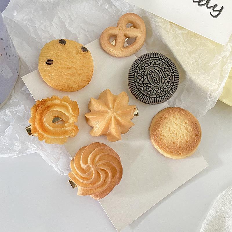 7pcs Funny Cookies Hair Clips Dessert Pattern Hair Accessories