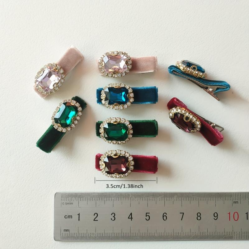 Vintage Velvet Rhinestone Hair Clips Head Jewelry Set