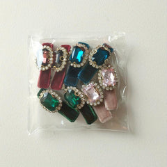 Vintage Velvet Rhinestone Hair Clips Head Jewelry Set