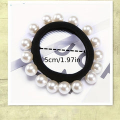 2pcs Pearl Hair Rope Head Accessories