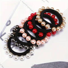 2pcs Pearl Hair Rope Head Accessories
