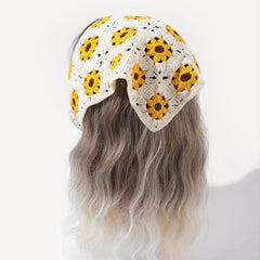 Boho Style Hand Woven Flowers Headband Hair Scarf
