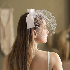 Satin Bowknot Mesh Head Piece Women's Hair Accessories