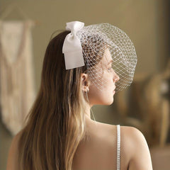 Satin Bowknot Mesh Head Piece Women's Hair Accessories