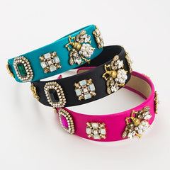 Rhinestone Wide Headband for Women Snowflake Hairband
