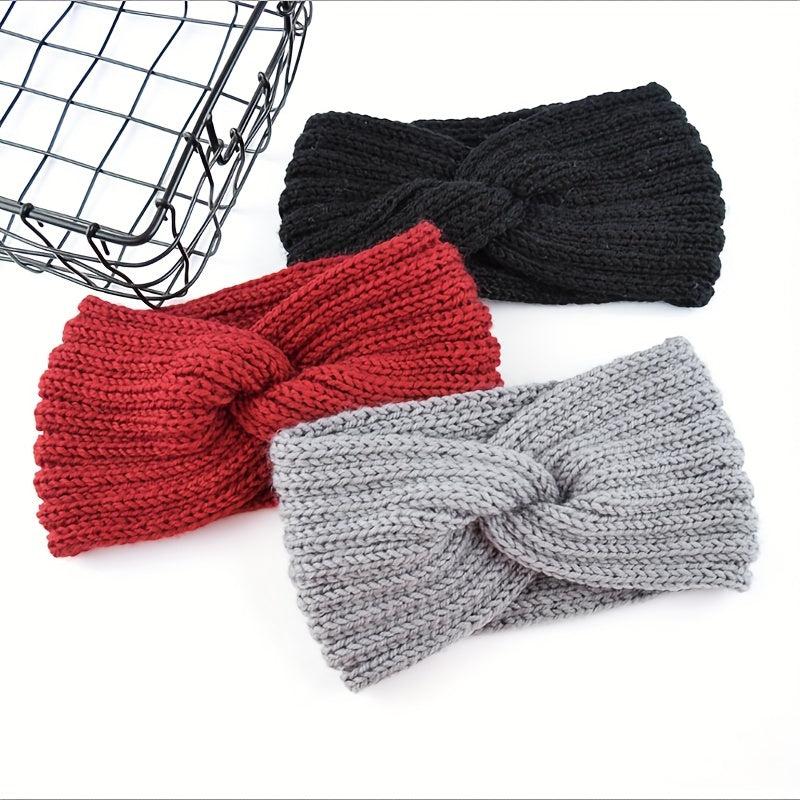 Women's Knitted Headband Elastic Cross Knotted Headwear