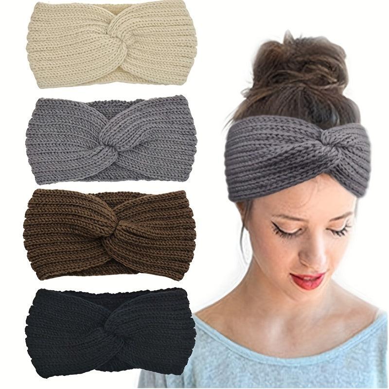 Women's Knitted Headband Elastic Cross Knotted Headwear