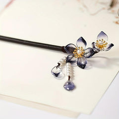 Vintage Chinese Hair Chignon Tassel Hair Pin Traditional Flowers Hair Fork
