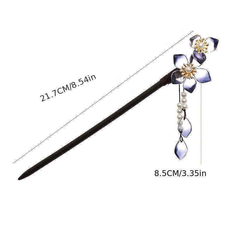 Vintage Chinese Hair Chignon Tassel Hair Pin Traditional Flowers Hair Fork