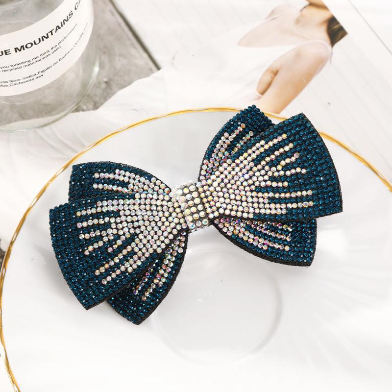 Double Layer Bow Rhinestone Hair Clip Metal Retro Barrette Hairpin