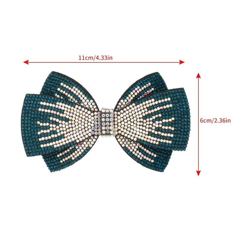 Double Layer Bow Rhinestone Hair Clip Metal Retro Barrette Hairpin