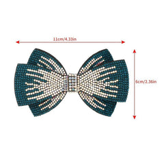 Double Layer Bow Rhinestone Hair Clip Metal Retro Barrette Hairpin