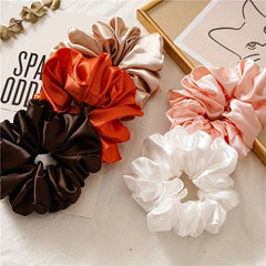 8pcs Soft Silky Scrunchies Hair Tie Satin Hair Rope Large Ponytail Holder