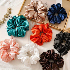 8pcs Soft Silky Scrunchies Hair Tie Satin Hair Rope Large Ponytail Holder