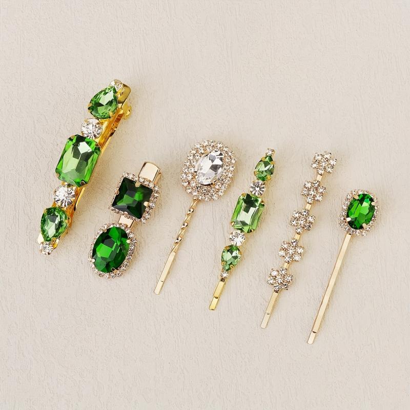 6pcs Crystal Rhinestone Bobby Pins Metal Hair Accessories for Girls Women