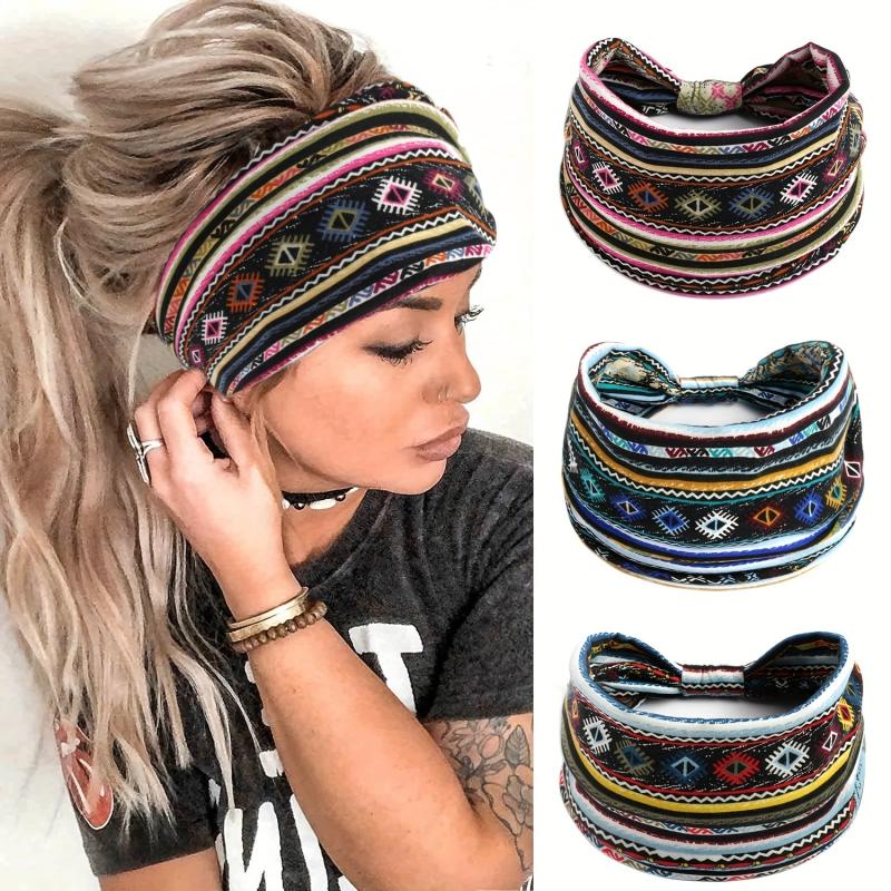 Boho Wide Headband Colorful Hairband Vacation Beach Headwear