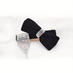 Velvet Bow Hair Clip Rhinestone Side Clip Head Jewelry for Women