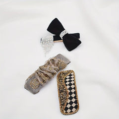 Velvet Bow Hair Clip Rhinestone Side Clip Head Jewelry for Women