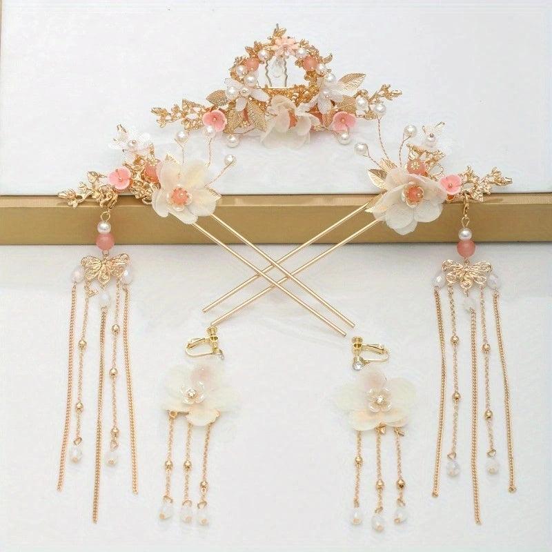 Ancient Style Hairpin With Tassel Flower Costume Headdress Hair Accessories