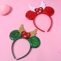 Sequin Headband Glitter Hair Band Mouse Ears Wings Decor