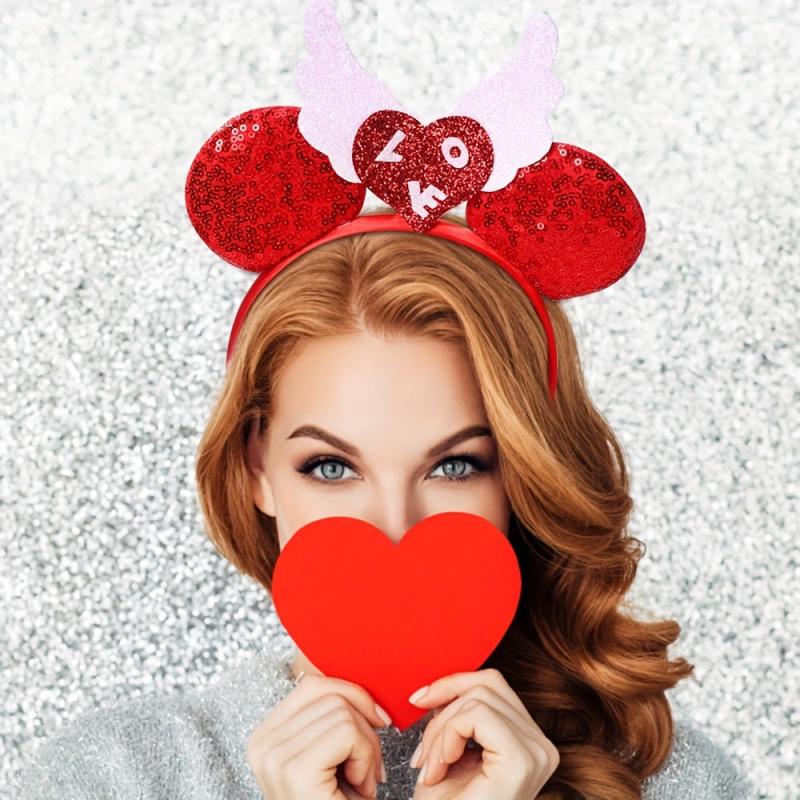 Sequin Headband Glitter Hair Band Mouse Ears Wings Decor