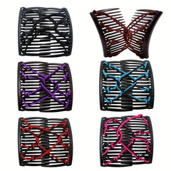 Stretchy Double Slide Comb Hair Clip Adjustable Elastic Hair Comb