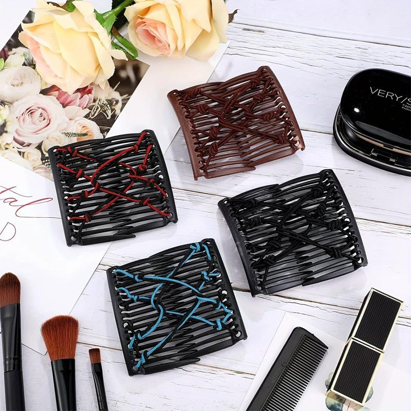 Stretchy Double Slide Comb Hair Clip Adjustable Elastic Hair Comb