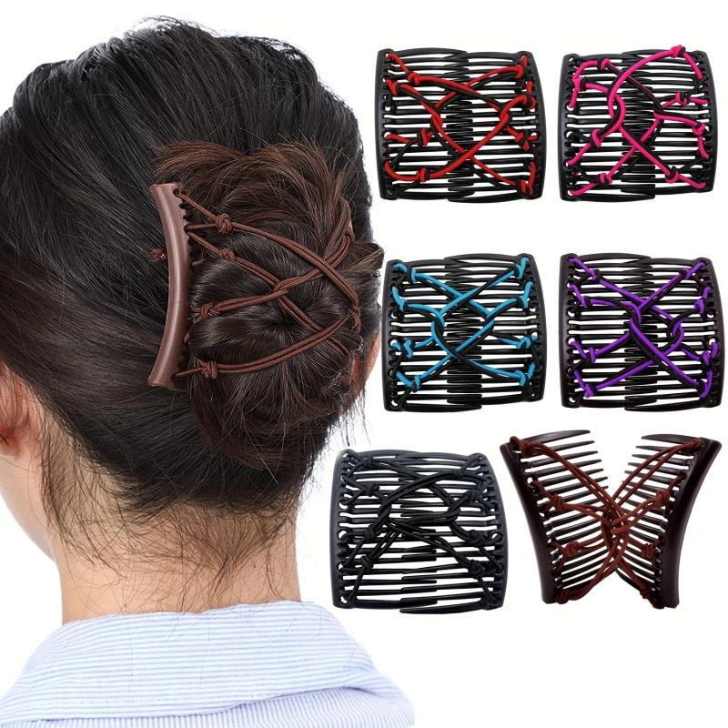 Stretchy Double Slide Comb Hair Clip Adjustable Elastic Hair Comb