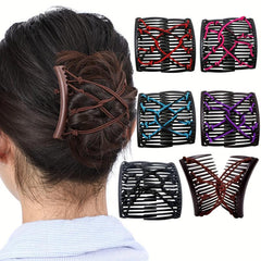 Stretchy Double Slide Comb Hair Clip Adjustable Elastic Hair Comb