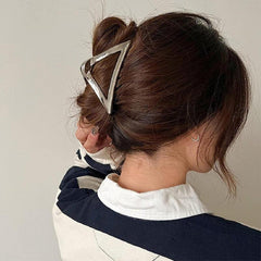 Metallic Hair Claw Triangle Shape Hollow Metal Ponytail Holder