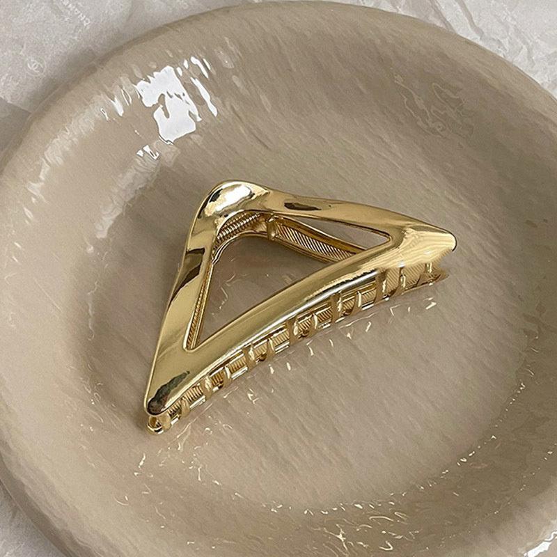 Metallic Hair Claw Triangle Shape Hollow Metal Ponytail Holder