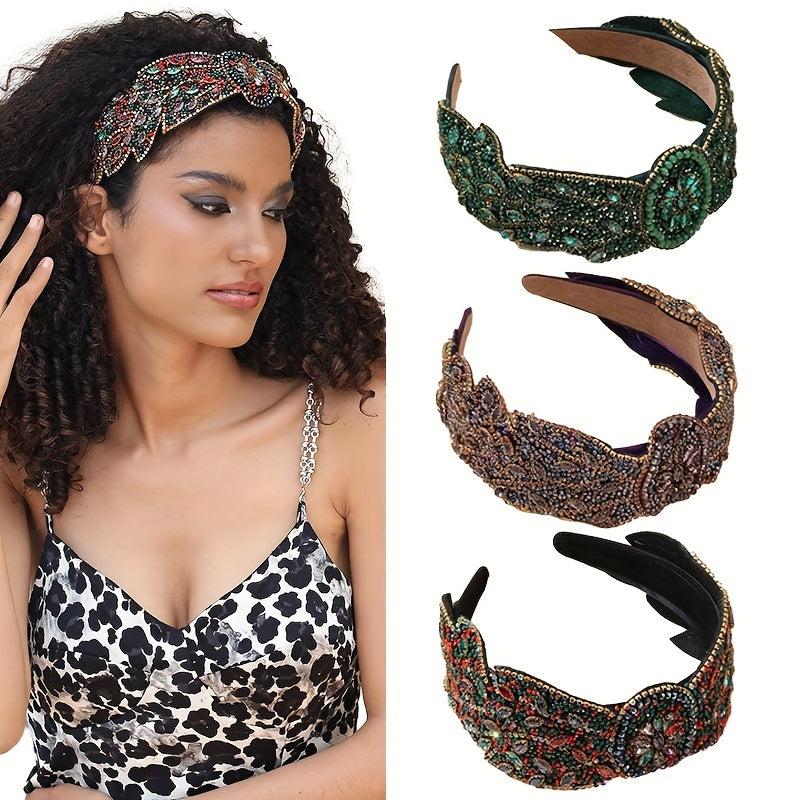 Baroque Rhinestone Headband Glitter Hair Accessory