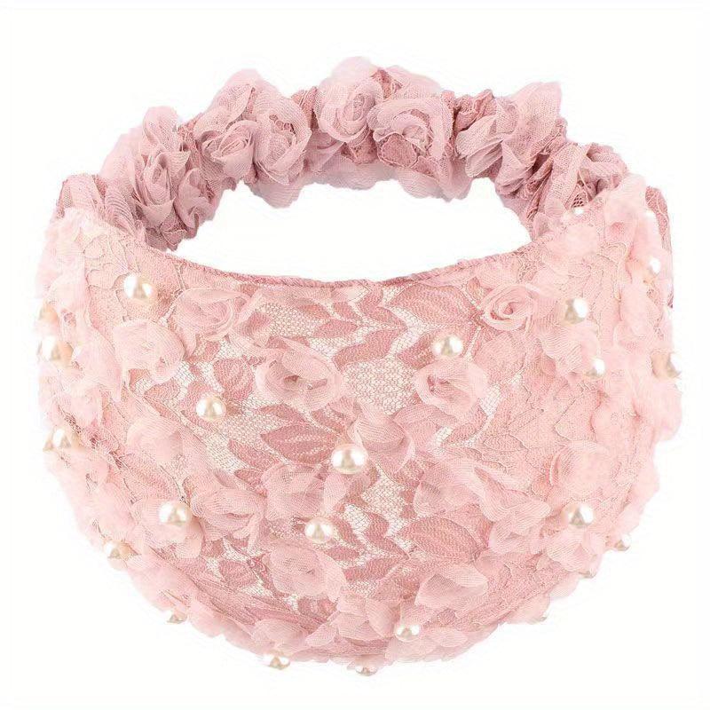 Faux Pearl Wide Brim Elastic Headband Women's Non-Slip Hair Cover