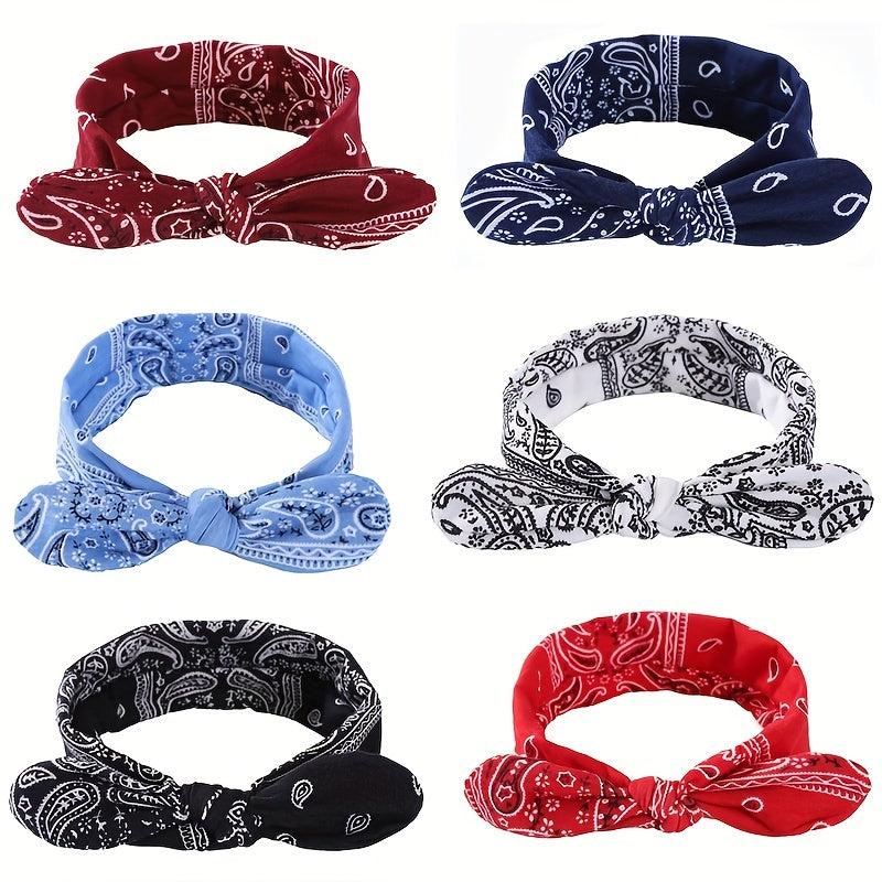 Boho Floral Rabbit Ear Headband Elastic Hair Accessories